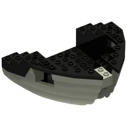 Boat Hull Section, Small Bow 12 x 12 x 5 1/3 with Black Top [Complete Assembly] / Dark Gray