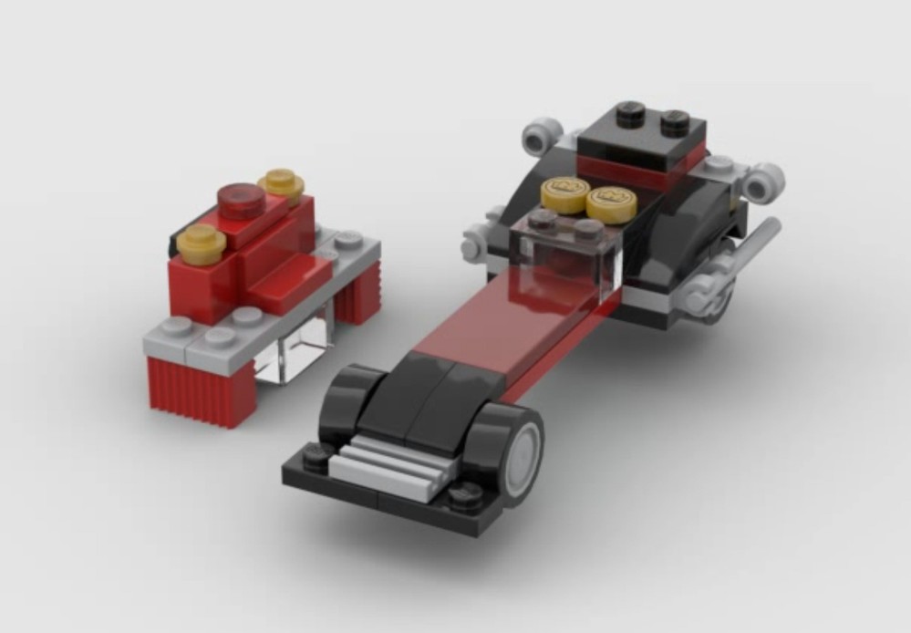Lego Dragster with workshop table