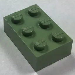 Modulex Brick 2 x 3 with LEGO on Studs / Modulex Olive Green