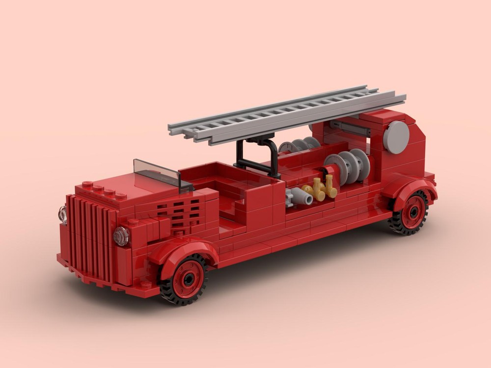 Lego Vintage Fire Truck - LEGO Wooden Toy Cars Recreation
