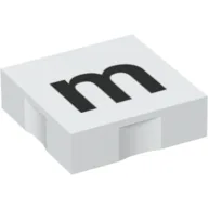 Duplo Tile 2 x 2 with Lowercase 'm' Print / White