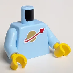 Torso Classic Space Logo (2019) Print, Bright Light Blue Arms, Yellow Hands / Bright Light Blue