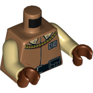Lego Torso Tunic with Gold Braid, Badge and Black Belt Print (General Lando Calrissian), Tan Arms, Reddish Brown Hands / Medium Nougat