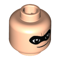 Lego Minifig Head Bob Parr (Mr. Incredible), Furrowed Brow Lines, Black Eyemask, Thin Smile Print [Hollow Stud] / Light Nougat