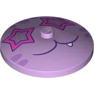 Dish 4 x 4 Inverted [Radar] with Dark Purple Kat Face, Dark Pink Star-Shaped Glasses Print