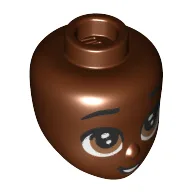 Minidoll Head, Big Brown Eyes, Open Mouth Print / Reddish Brown