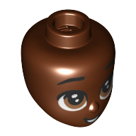 Lego Minidoll Head Big Brown Eyes, Open Mouth print / Reddish Brown
