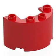 Cylinder Half 2 x 4 x 2 with 1 x 2 Cutout / Red