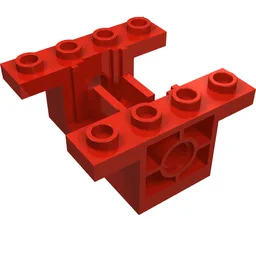 Gearbox 4 x 4 x 1 2/3 with 1 x 2 Cutouts, Pin Holes / Red