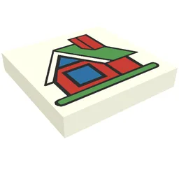 Tile 2 x 2 with Fabuland House Print / White