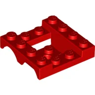 Vehicle Base 4 x 4 x 1 1/3 with Wheel Arches, 2 x 2 Recessed Center and Hole / Red