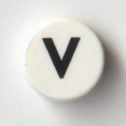 Tile Round 1 x 1 with Black 'V' Print