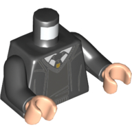 Lego Torso Robes, Open over Light Bluish Gray V-Neck Sweater and Tie Print, Black Arms, Light Nougat Hands / Black