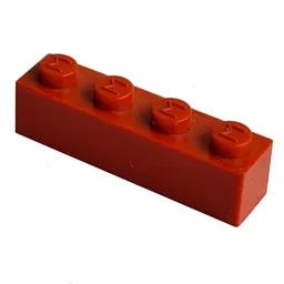 Modulex Brick 1 x 4 with M on Stud / Modulex Red
