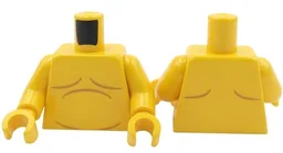 Torso Bare Chest with Medium Nougat Muscles and Stomach Outline, Shoulder Contours on Back Pattern (BAM) / Yellow Arms / Yellow Hands / Yellow