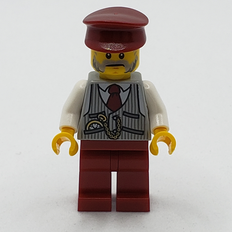 Lego Light Bluish Gray Torso, Dark Red Legs, Dark Red Hat