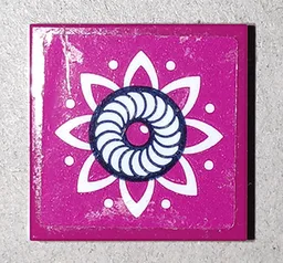 Tile, Modified 2 x 2 Inverted with White Flower Petals and Dots Pattern (Sticker) - Set 41173