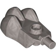 Lego Animal Body Part, Hand / Paw with Stud on Top, Bar on Side and 3 Bar Holders on Bottom / Flat Silver