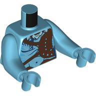 Lego Torso with Long Arms, Na'vi, Dark Brown Straps print, Medium Azure Arms and Hands / Medium Azure