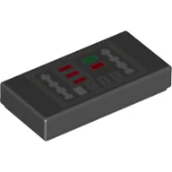 Tile 1 x 2 with Control Panel, Red and Green Buttons Print / Black