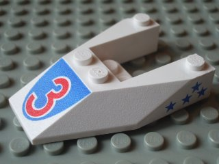 Lego Wedge 6 x 4 Cutout without Stud Notches with Red Number 3 Print & Blue Stars Pattern on Both Sides (Stickers) - Set 6517