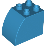 Lego Duplo Brick 2 x 3 x 2 with Curved Top / Dark Azure