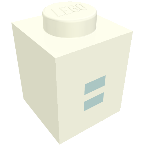 Lego Brick 1 x 1 with Blue '=' Print (Bold Font)