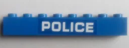 Brick 1 x 8 with White 'POLICE' on Blue Background Pattern (Sticker) - Set 60209