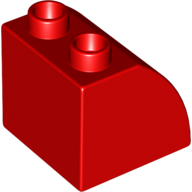 Lego Duplo Brick 2 x 2 x 1 1/2 with Curved Top / Red