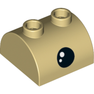 Lego Brick Curved 2 x 2, Two Top Studs with Eye, Black Dot print