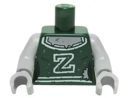 Torso Female Outline with White 'Z' and Trim, Mud Splotches and Gray Skin Pattern / Light Bluish Gray Arms / Light Bluish Gray Hands