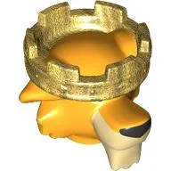 Minifig Head Special Lion with Golden Crown Print (Prince John) / Bright Light Orange