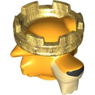 Lego Minifig Head Special Lion with Golden Crown print (Prince John) / Bright Light Orange