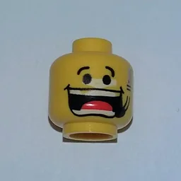 Minifig Head Flex, Huge Grin, Eyebrows, and Headset Print / Yellow