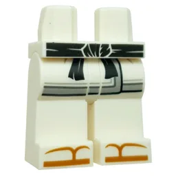 Hips and White Legs with Robe Ends, Light Bluish Grey Trim, Black Sash, Dark Orange Sandals Print / White