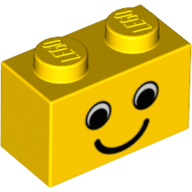 Lego Brick 1 x 2 with Eyes and Smile Print / Yellow