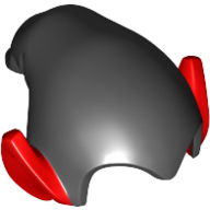 Lego Hat Drooping with Pointy Ears Red pattern / Black