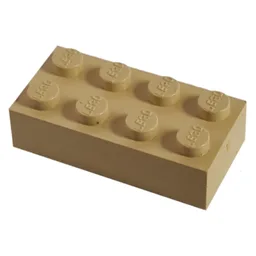 Modulex Brick 2 x 4 with LEGO on Studs / Modulex Buff