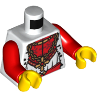 Lego Torso Robe, Gold Chain with Cross and Fur Trim Print (King), Red Arms, Yellow Hands / White