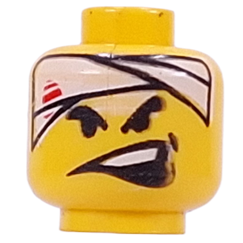 Lego Minifig Head, White Bandage with Blood, Side Open Mouth Print [Blocked Open Stud] / Yellow