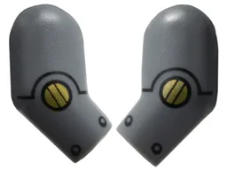 Arm, (Matching Left and Right) Pair with Gold Circles, Black Rivets and Lines with Arcs Pattern / Dark Bluish Gray