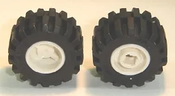 Wheel 11mm D. x 12mm, Hole Notched for Wheels Holder Pin with Black Tire Offset Tread Small Wide, Raised Groove (6014b / 60700) / White