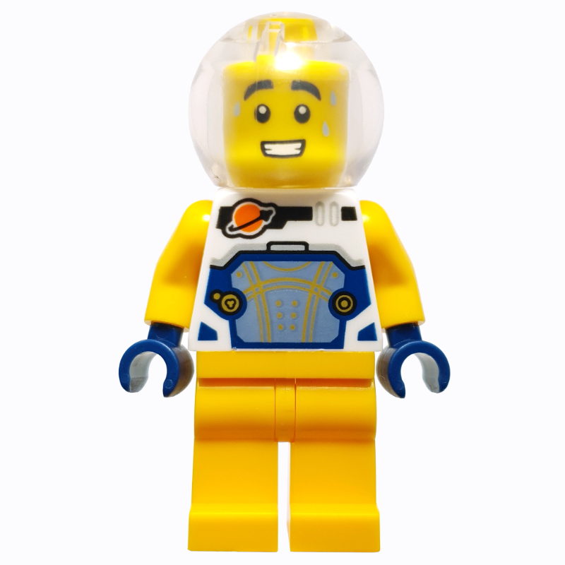 Lego Astronaut, White Spacesuit, Bright Light Orange Legs, Sphere Helmet