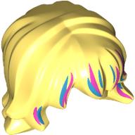 Lego Hair Mid-Length, Wavy with Dark Pink/Dark Azure Streaks print