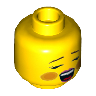 Lego Minifig Head, Rosy Cheeks, Open Mouth (Singing/Screaming), Closed Mouth, Closed Eyes [Hollow Stud] / Yellow