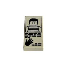 Tile 1 x 2 with Hand Print and Striped Shirt Print / White