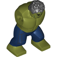 Lego Body Giant, Hulk with Messy Hair and Dark Blue Pants with Black Print / Olive Green