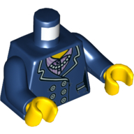 Lego Torso Jacket, Buttons, Lavender Shirt, Pearl Necklace Print, Dark Blue Arms, Yellow Hands / Dark Blue