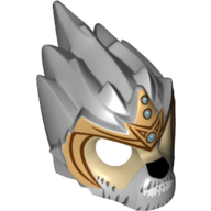 Lego Mask Lion with Tan Face, Gray and White Beard and Gold Crown Print / Light Bluish Gray