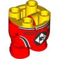 Minion Body, Red Racing Suit, White/Black Logo Print / Yellow